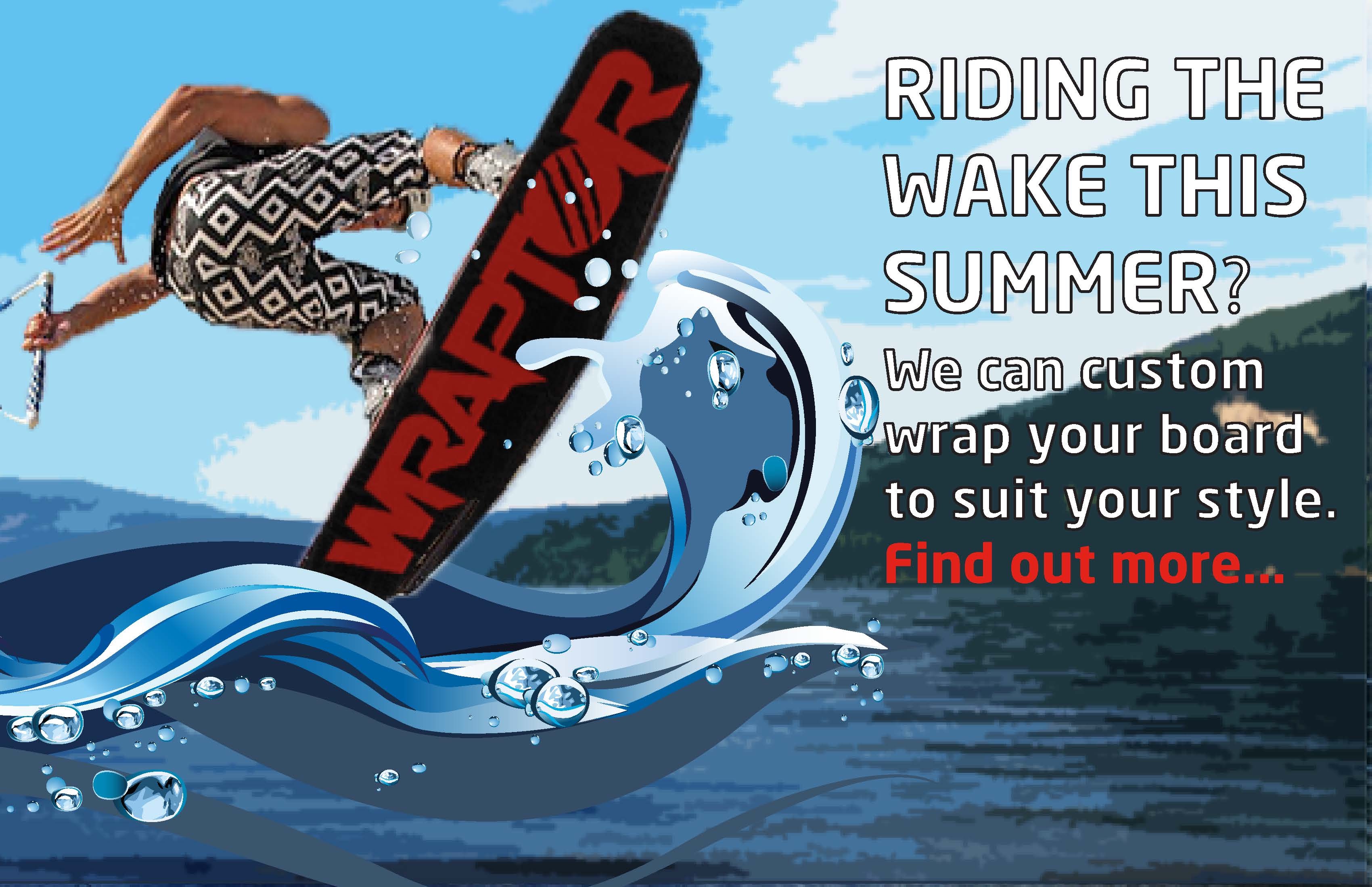 Custom wraps for boards including snowboards, longboards, wakeboards