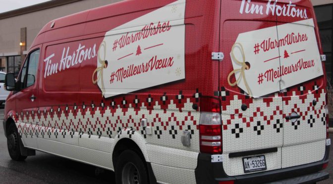 Van wrap for Tim Hortons Warm Wishes campaign