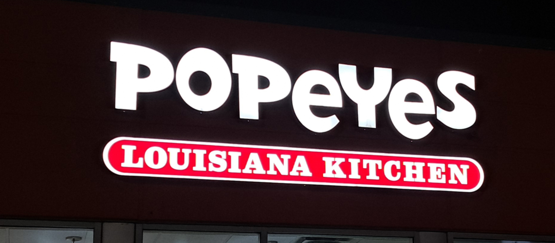 Popeyes Channel letters and Pill shape